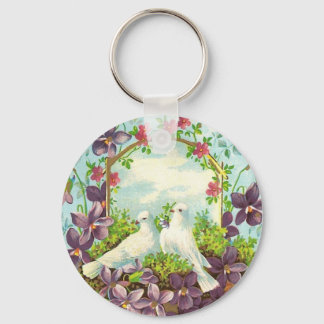 Tauben und Blume Schlüsselanhänger