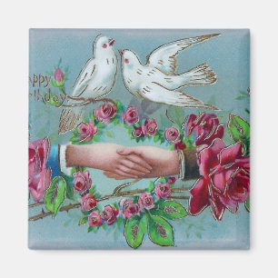 Tauben und Geburtstag mit Handschlag Magnet