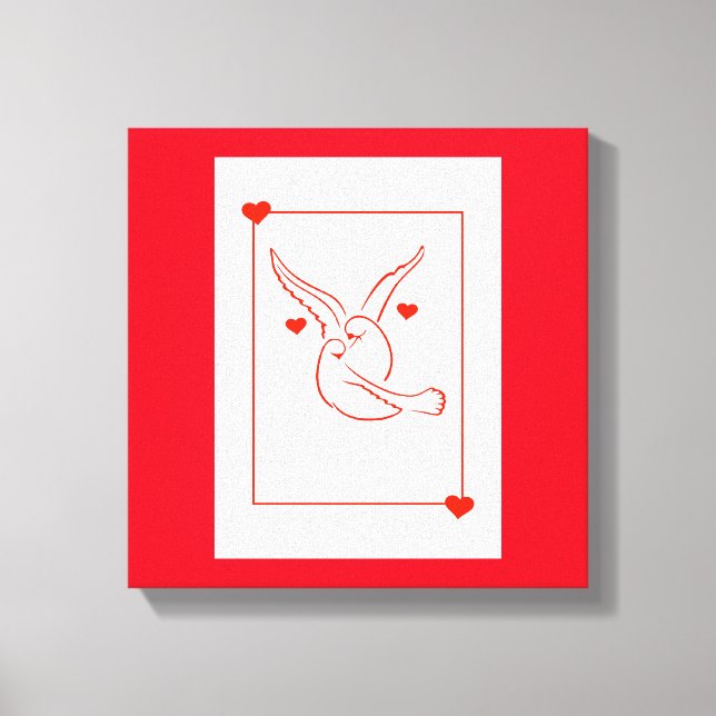 Tauben und Herz Leinwanddruck (Vorderseite)