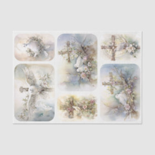 Tauben und Kreuze Seidenpapier