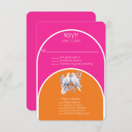 Tauben und Ringe Heiß rosa und Mandarine Arkiert