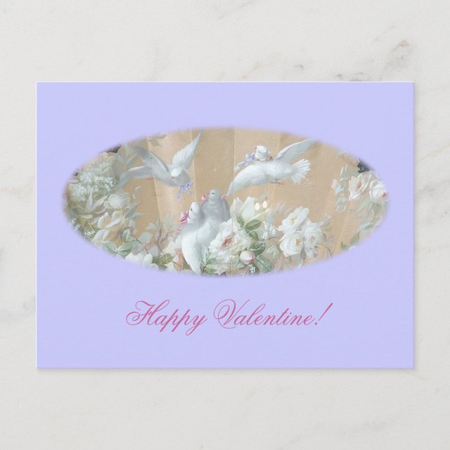 Tauben und Rose Feiertagspostkarte (Vorderseite)