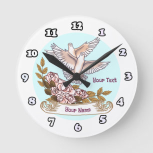 Tauben und Rosen Uhr