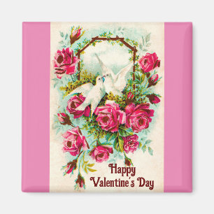 Tauben und Rosen Valentinsmagnet Magnet