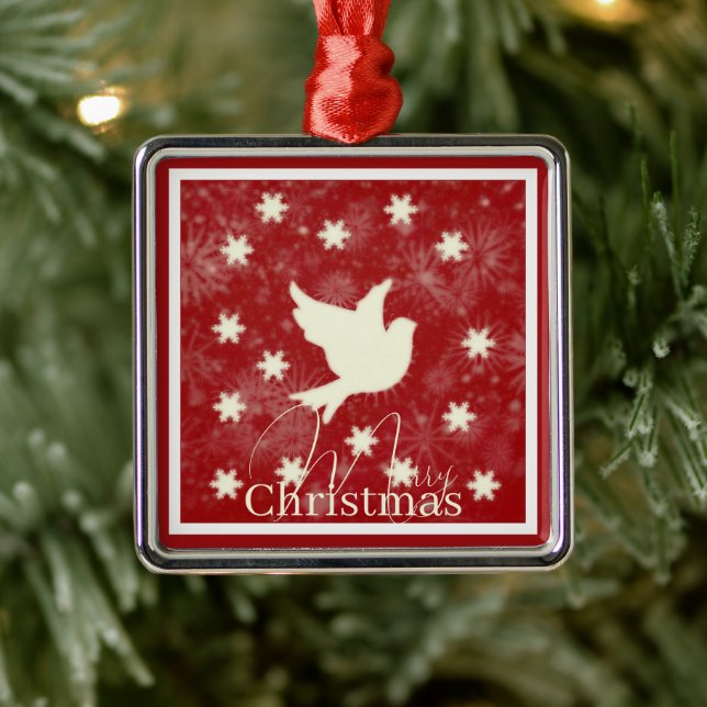 Tauben und Schneeflocken Ornament Aus Metall (Baum)