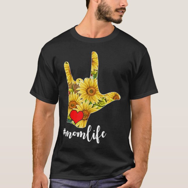Taubheit ASL Gebärdensprache Sonnenblume I Liebe T-Shirt (Vorderseite)