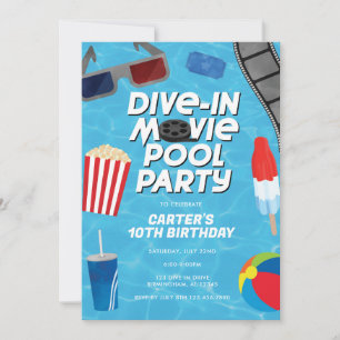 Tauch ins Filmpoolparty-Geburtstagseinladung Einladung