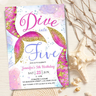 Tauche ein in die Five Girl Pink 5. Geburtstagsfei Einladung