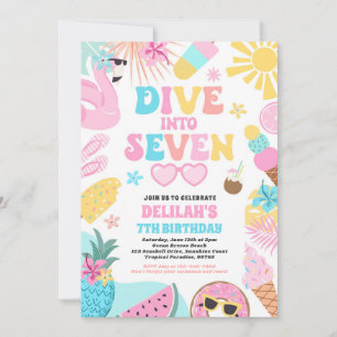 Tauche in Seven Tropical Beach 7. Geburtstagsfeier Einladung