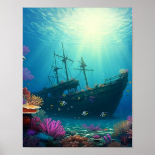 Tauchen am Schiffswrack-Riff Poster