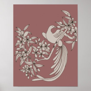 Tauchen auf Branch Bird Motif Art Poster