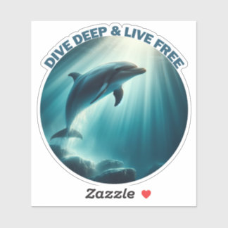 Tauchen Deep Live Free Dolphin Aufkleber