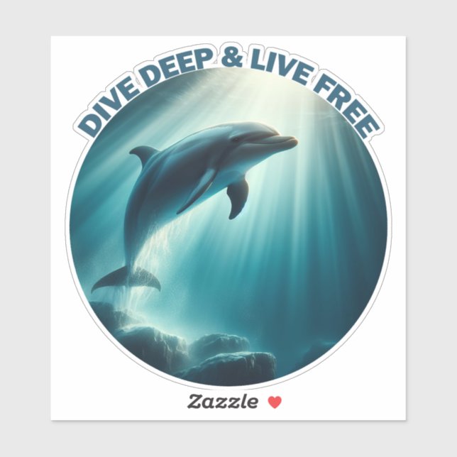 Tauchen Deep Live Free Dolphin Aufkleber (Blatt)