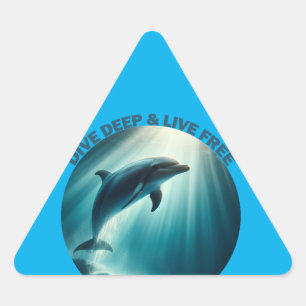 Tauchen Deep Live Free Dolphin Dreieckiger Aufkleber