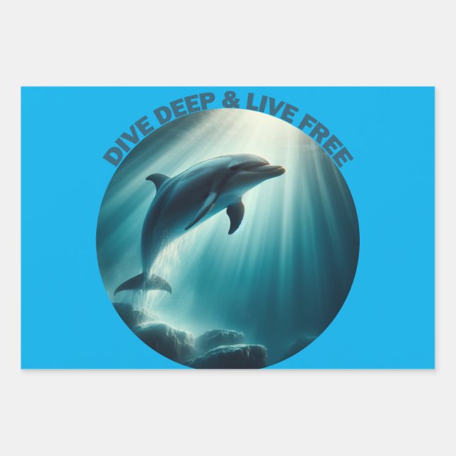 Tauchen Deep Live Free Dolphin Geschenkpapier Set (Vorderseite)