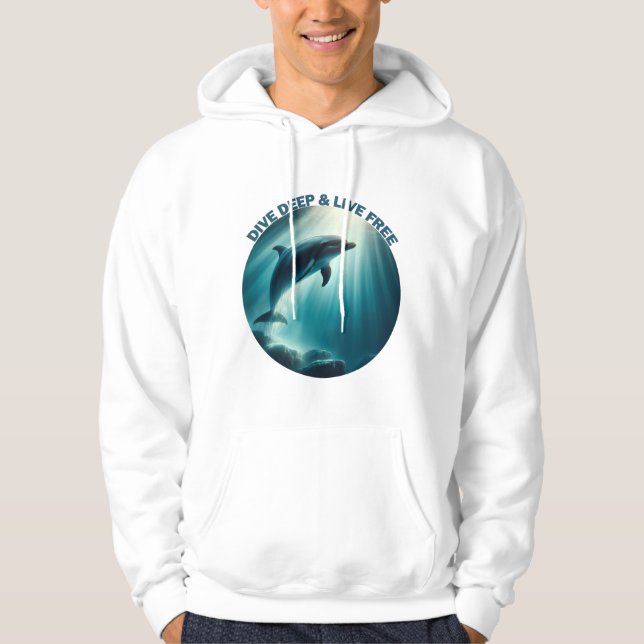 Tauchen Deep Live Free Dolphin Hoodie (Vorderseite)