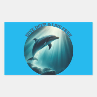 Tauchen Deep Live Free Dolphin Rechteckiger Aufkleber