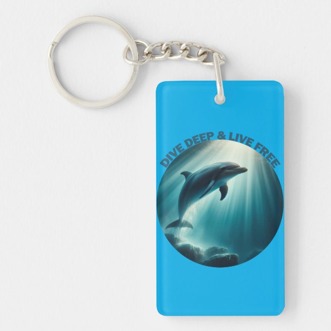 Tauchen Deep Live Free Dolphin Schlüsselanhänger (Vorderseite)