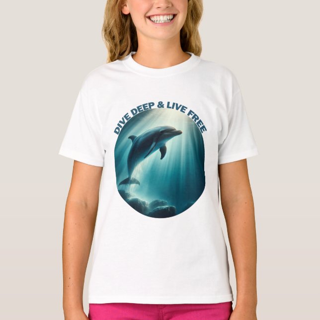 Tauchen Deep Live Free Dolphin T-Shirt (Vorderseite)