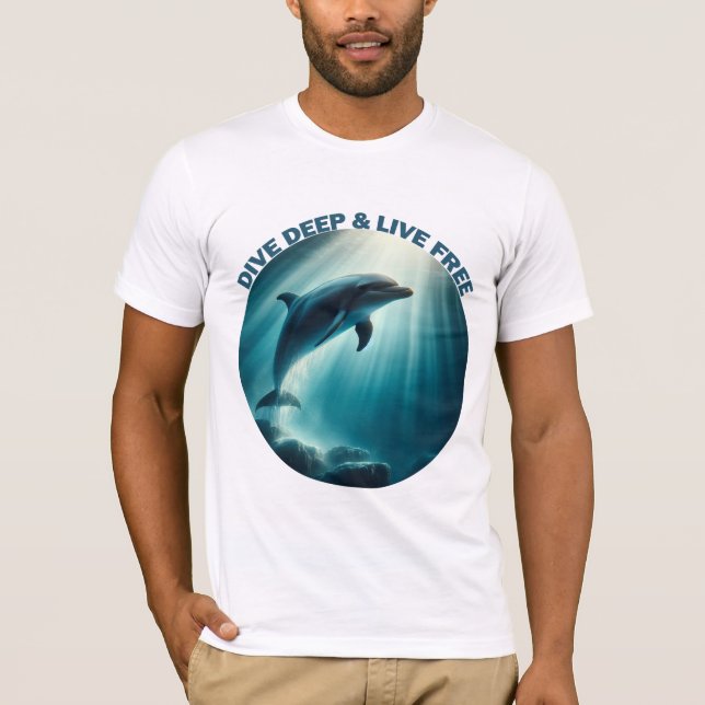 Tauchen Deep Live Free Dolphin T-Shirt (Vorderseite)