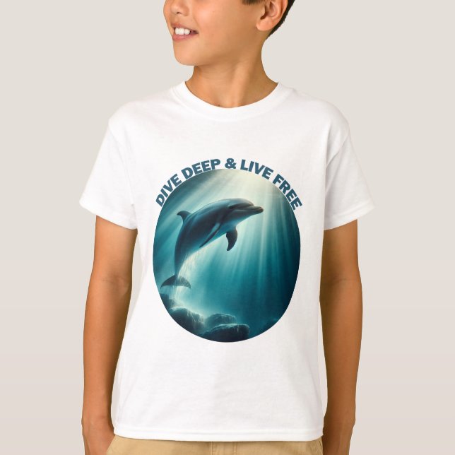 Tauchen Deep Live Free Dolphin T-Shirt (Vorderseite)