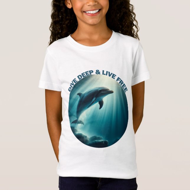 Tauchen Deep Live Free Dolphin T-Shirt (Vorderseite)