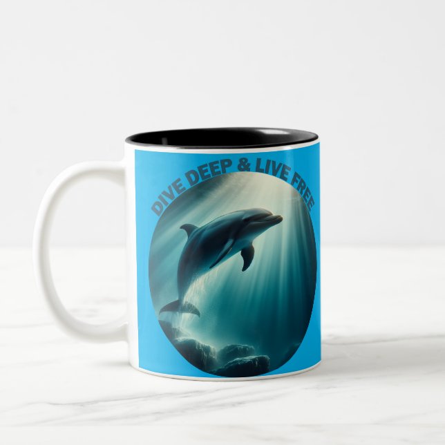 Tauchen Deep Live Free Dolphin Zweifarbige Tasse (Links)