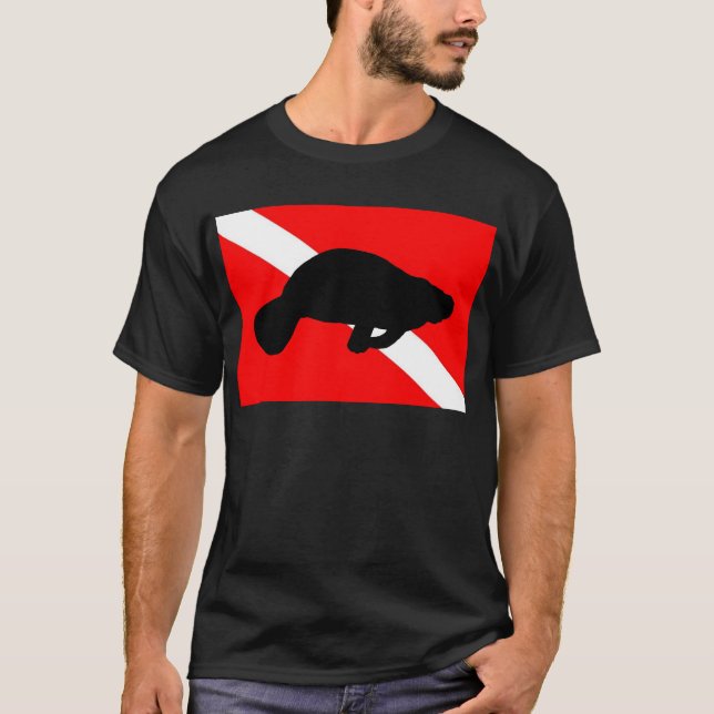 Tauchen-Flaggen-Manatis T-Shirt (Vorderseite)
