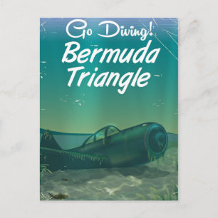Tauchen gehen! Bermuda Dreieck Reiseplakat Postkarte