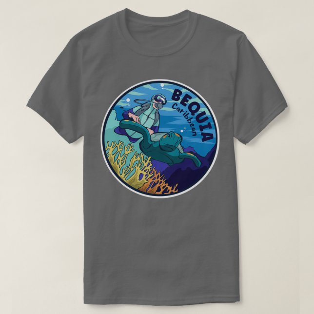 Tauchen in Bequia Karibik T-Shirt (Design vorne)