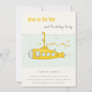 Tauchen in Unterseeboot Gelb jedes Alter Geburtsta Einladung