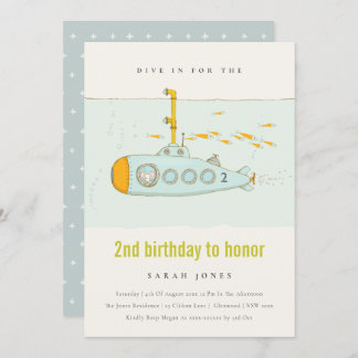 Tauchen in Unterseeboot jedes Alter Geburtstag Ein Dankeskarte