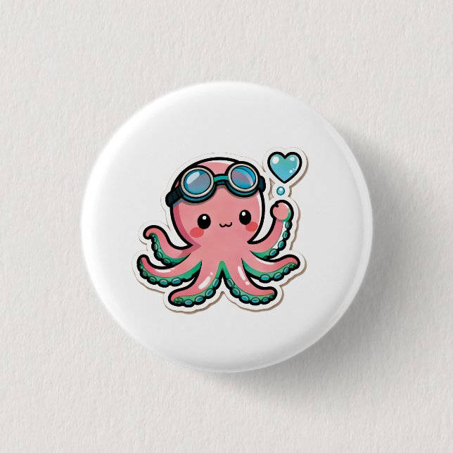 Tauchen Kawaii  Button (Vorderseite)