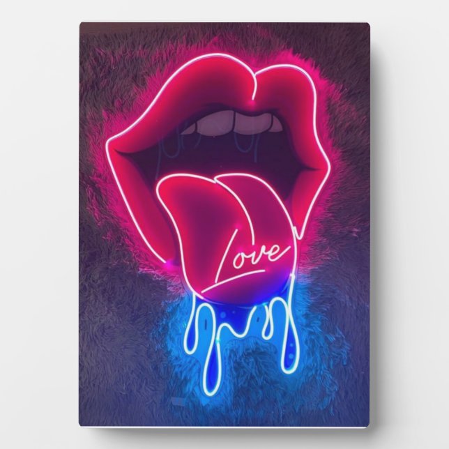 Tauchen Lippen Neonzeichen, Liebe treiben Schild,  Fotoplatte (Vorderseite)