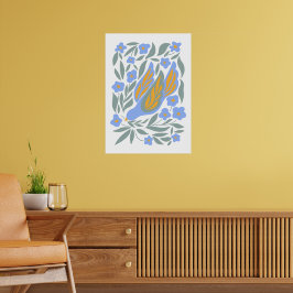 Tauchen mit Blume im Volksstil | Moderne Formen Poster