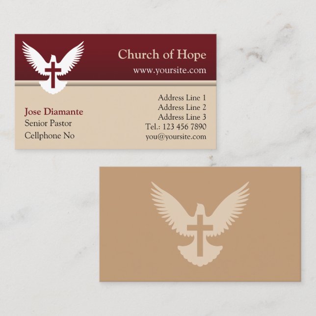 Tauchen mit Cross Red und Beige Church Card Visitenkarte (Vorne/Hinten)