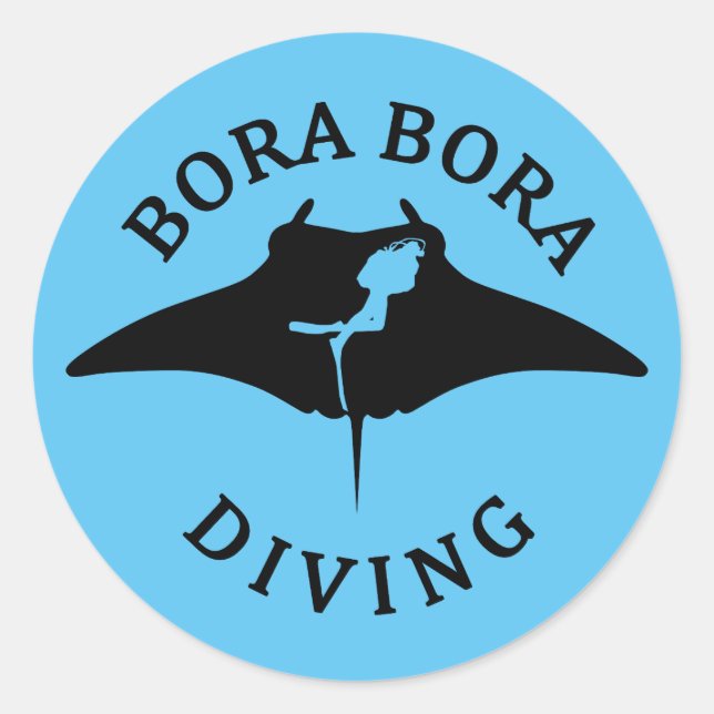 Tauchen mit Manta-Rays in Bora Bora Runder Aufkleber (Vorderseite)