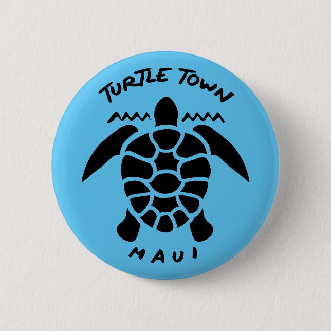 Tauchen mit Meeresschildkröten - Turtelstadt Maui Button (Vorderseite)