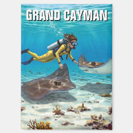Tauchen mit Rochen in Grand Cayman Travel Magnet