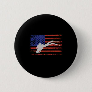 Tauchen mit US-amerikanischer Flagge-Flaggen Vinta Button