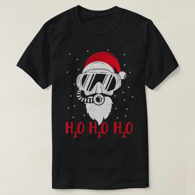 Tauchen Santa H2O H2O H2O Weihnachtstauchgang XMAS T-Shirt (Design vorne)