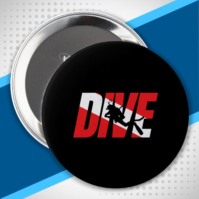 Tauchen, Scuba Diver Geschenk Taucherabtrieb Flagg Button (Von Creator hochgeladen)