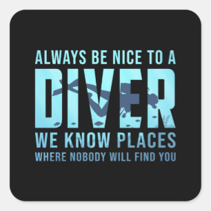 Tauchen Scuba Diving Dive Funny Sea Geschenk Idee Quadratischer Aufkleber