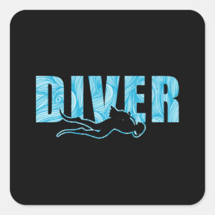 Tauchen Scuba Diving Funny Sea Geschenk Idee Quadratischer Aufkleber