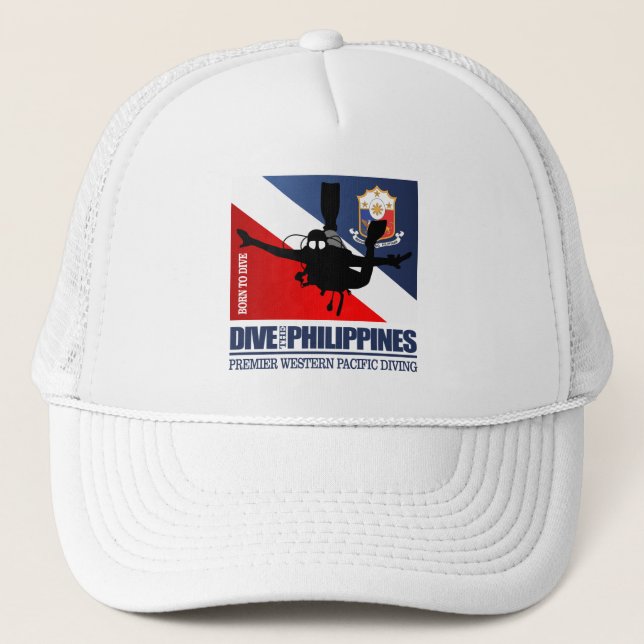 Tauchen Sie die Philippinen DF2 Truckerkappe (Vorderseite)