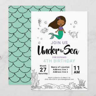 Tauchen Sie ein! Black Mermaid Geburtstagsparty Ei Einladung