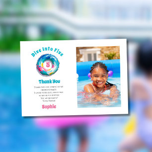 Tauchen Sie ein in das 5. Sommer Geburtstagsparty  Dankeskarte