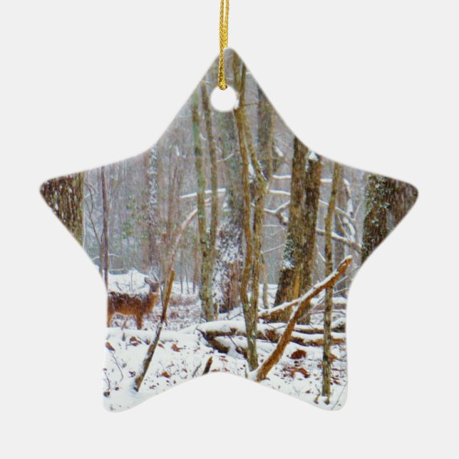 Tauchen Sie ein in den Schnee, Hirsch im Arrowhad- Keramik Ornament (Vorne)