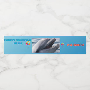 Tauchen Sie ein in den Spaß Delfin-Splash Wasserflaschenetikett