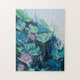Tauchen Sie ein in die abstrakte violette Blumenpr Puzzle